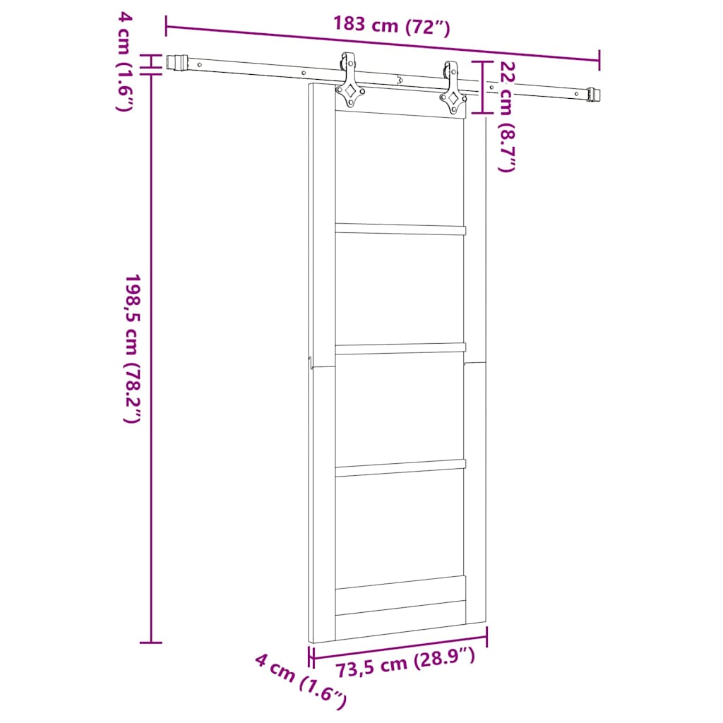 Sliding Door Natural and white 28.94 x 78.15 in