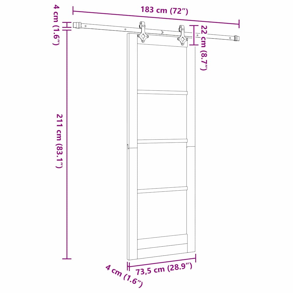 Sliding Door White 28.9 x 83.1 in Solid pine wood and steel