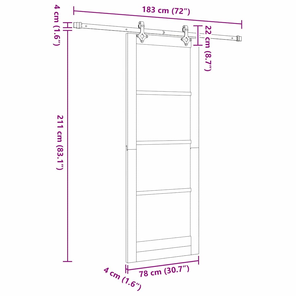 Sliding Door White 30.7 x 83.1 in Solid pine wood and steel