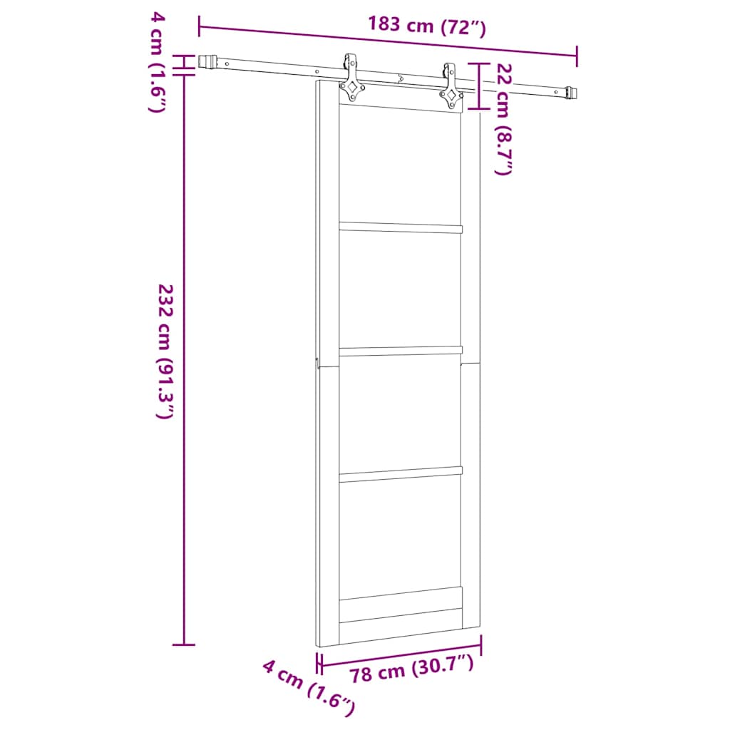 Sliding Door White 30.7 x 91.3 in Solid pine wood and steel