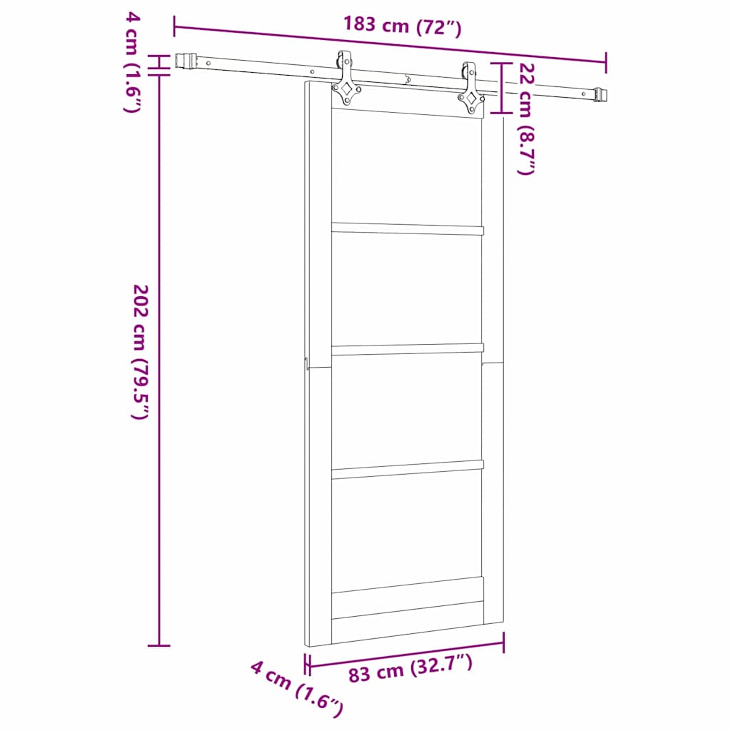 Sliding Door White 32.7 x 79.5 in Solid pine wood and steel