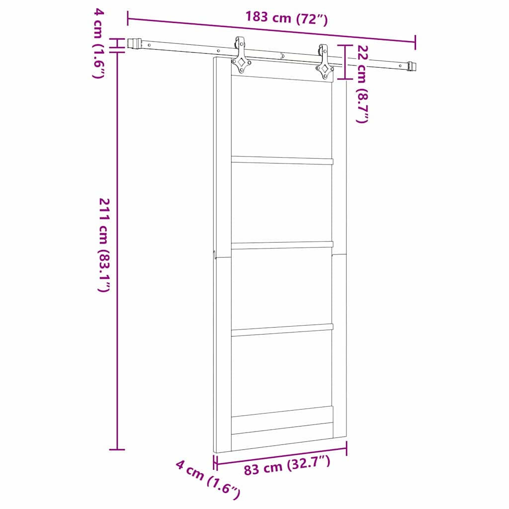 Sliding Door White 32.7 x 83.1 in Solid pine wood and steel
