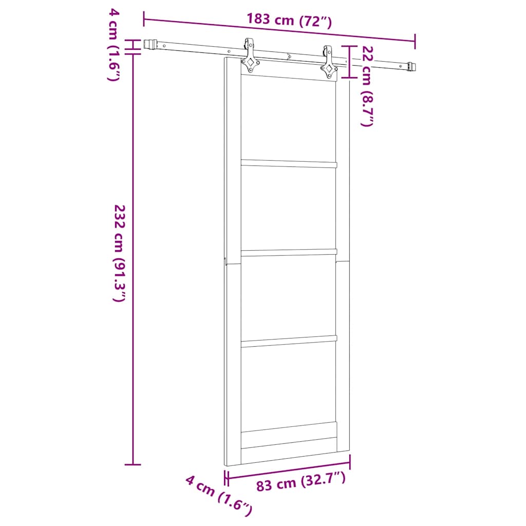 Sliding Door White 32.7 x 91.4 in Solid pine wood and steel