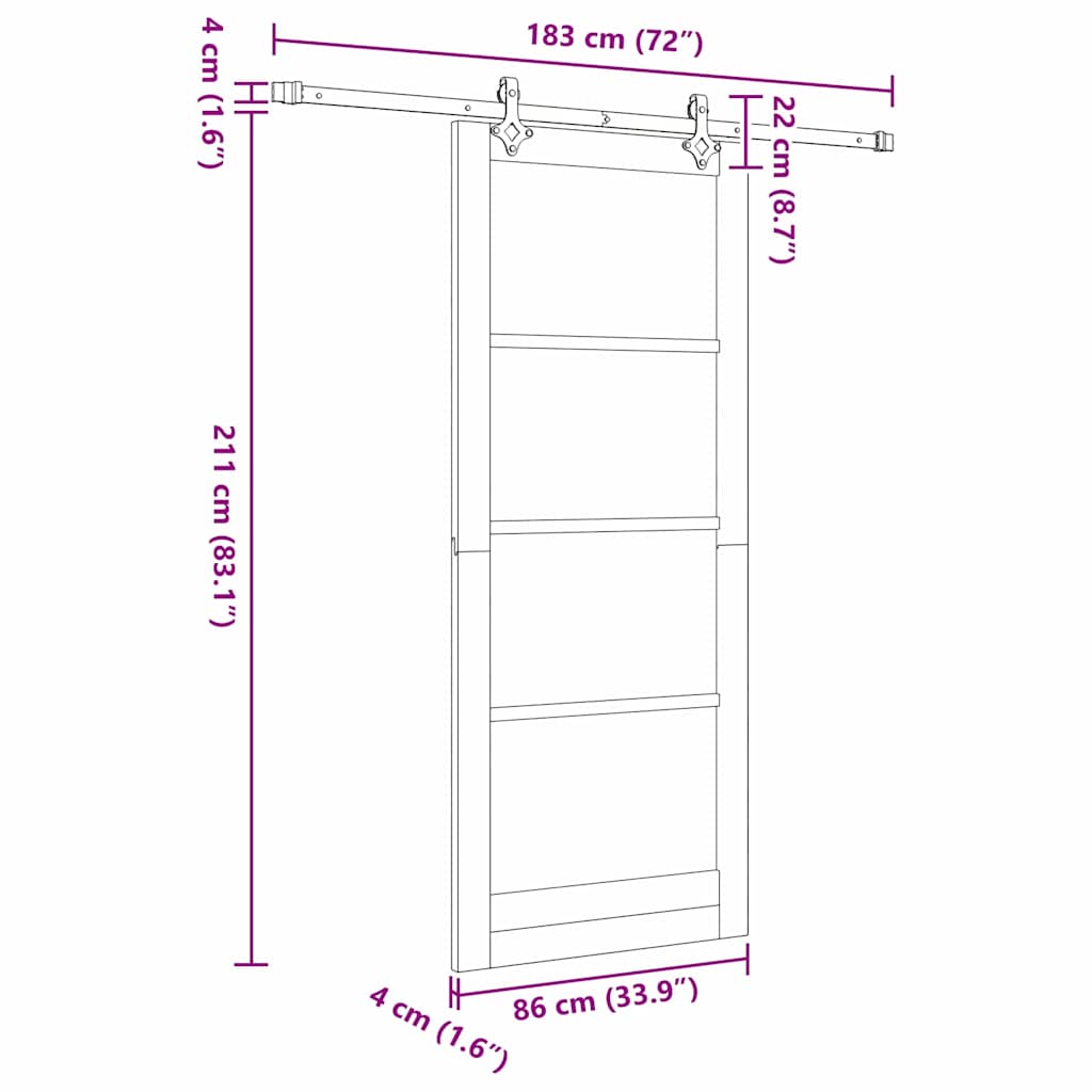 Sliding Door White 33.9 x 83.1 in Solid pine wood and steel