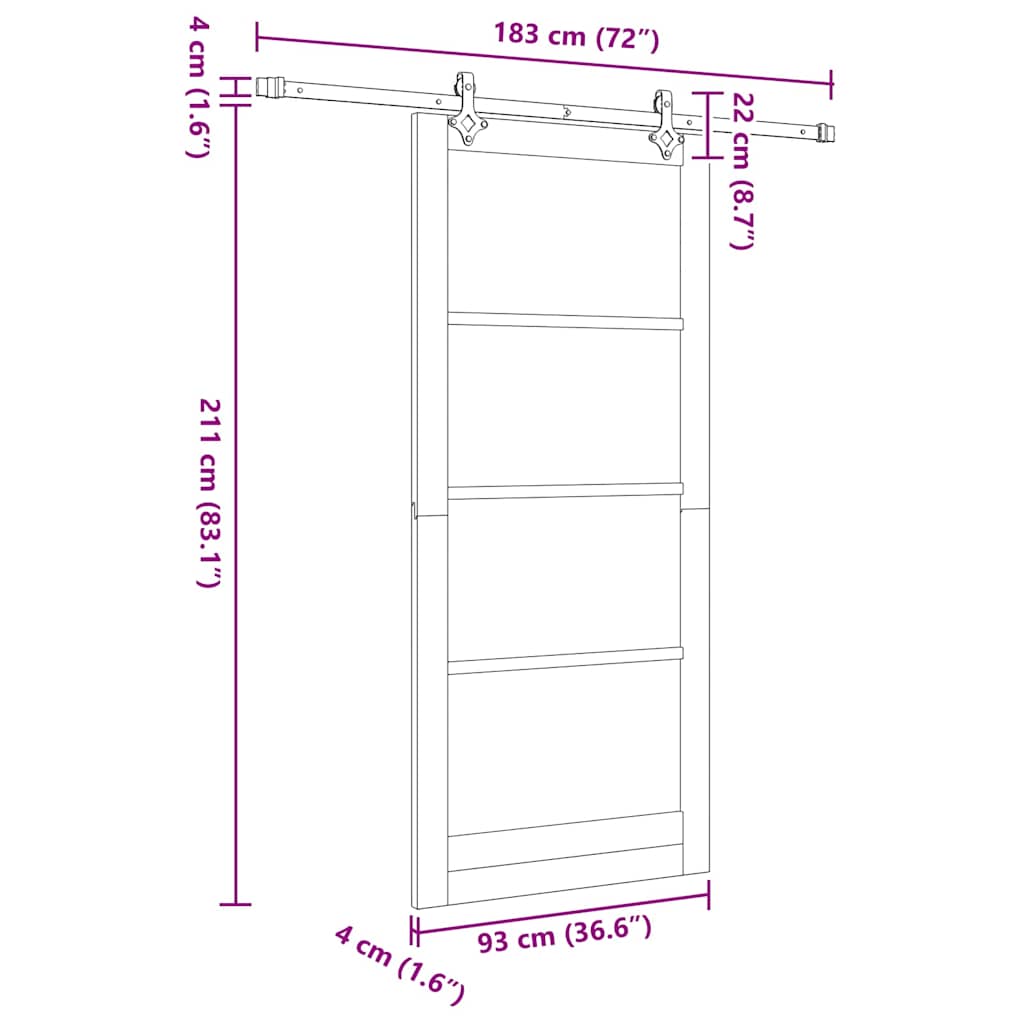 Sliding Door White 36.6 x 83.1 in Solid pine wood and steel