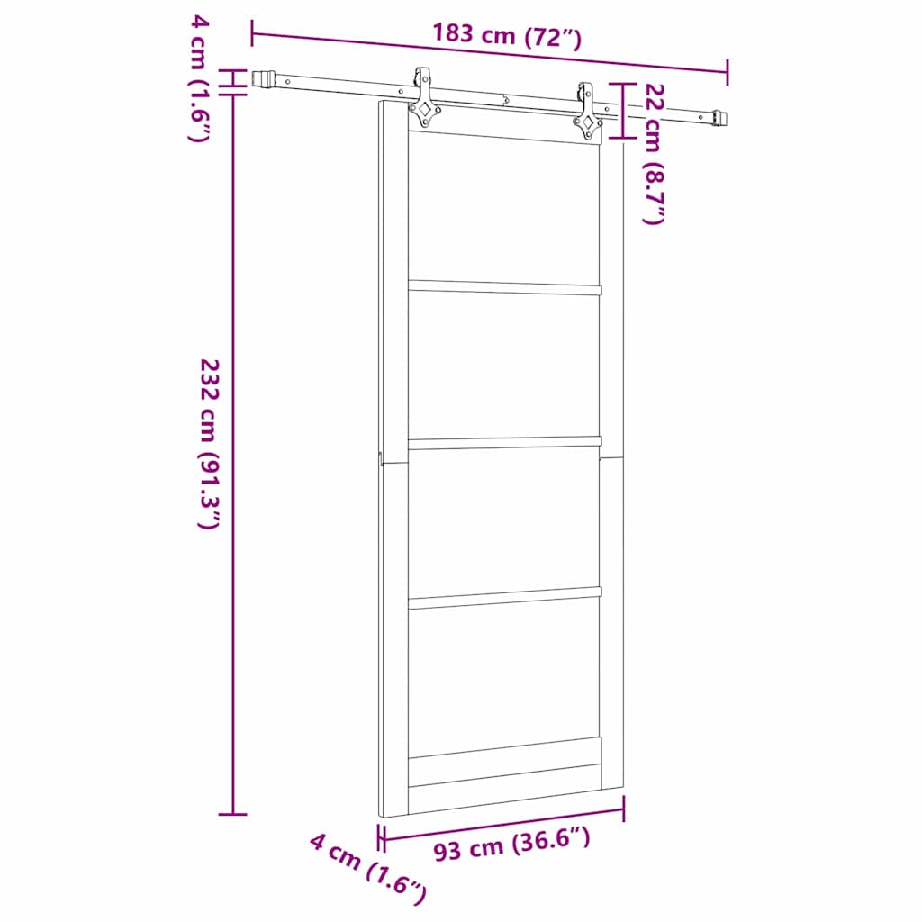 Sliding Door White 36.6 x 91.3 in Solid pine wood and steel