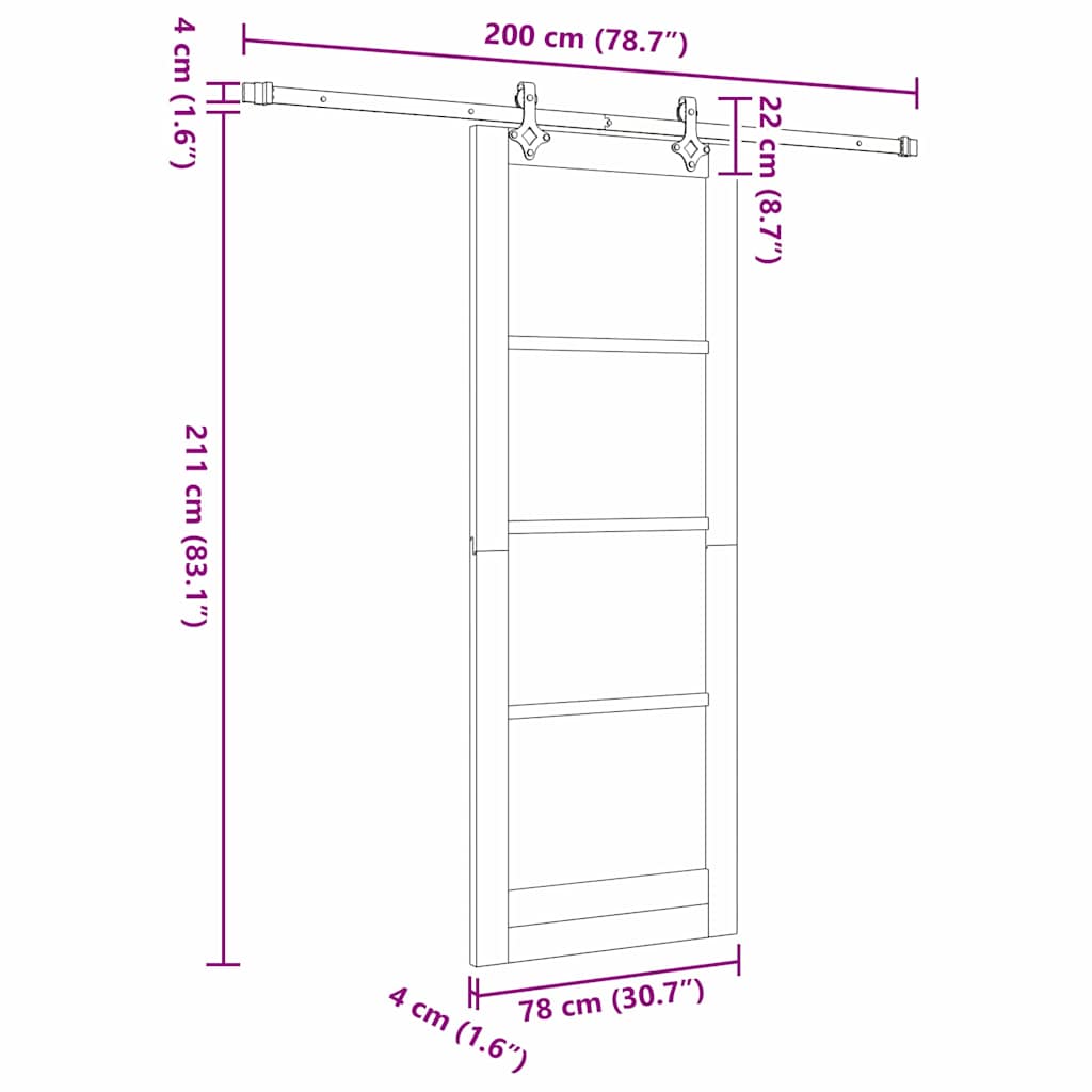 Sliding Door White 30.7 x 83.1 in Solid pine wood and steel