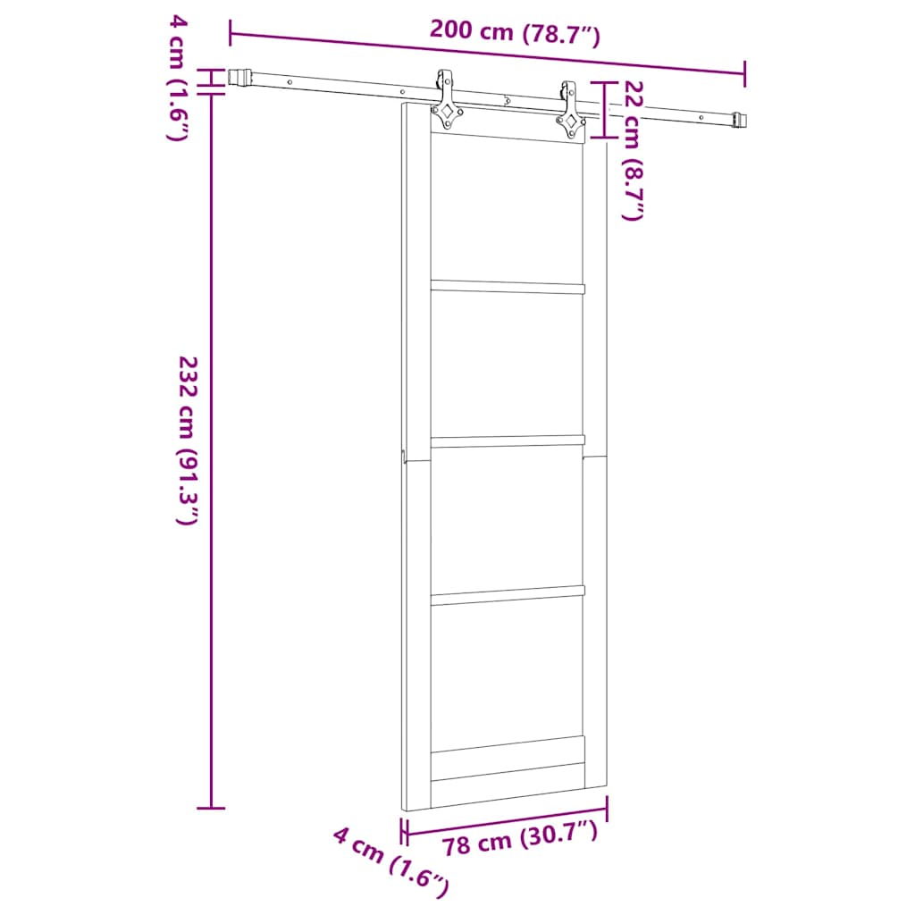 Sliding Door White 30.7 x 91.3 in Solid pine wood and steel