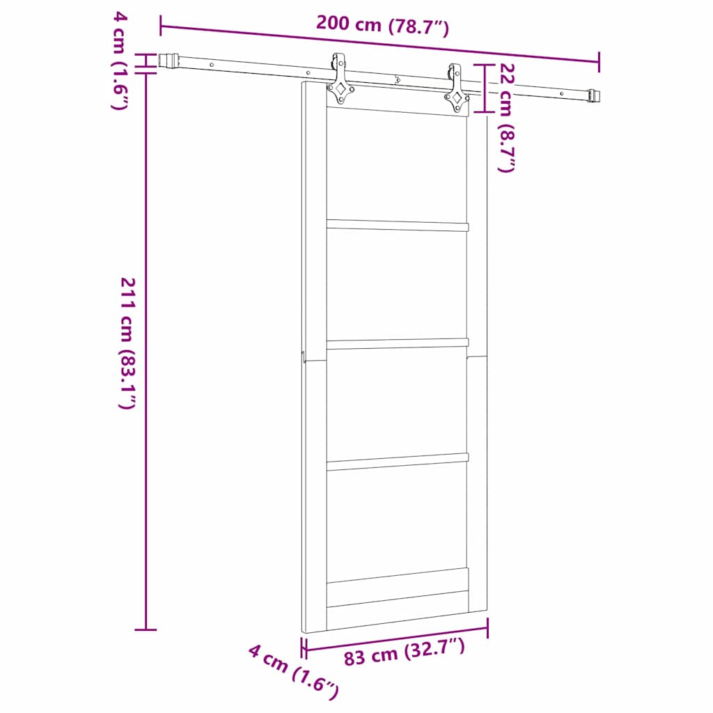 Sliding Door White 32.7 x 83.1 in Solid pine wood and steel