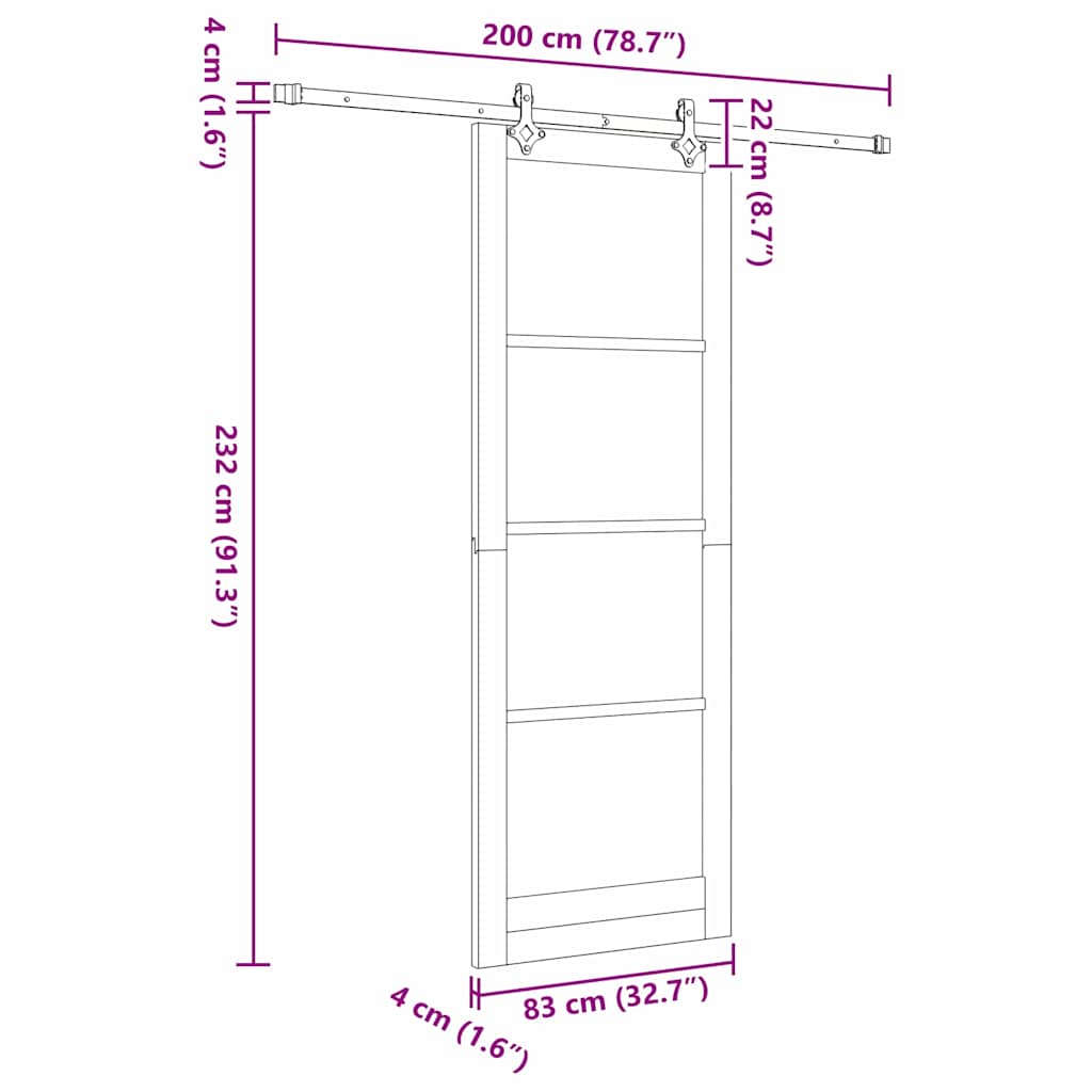 Sliding Door White 32.7 x 91.4 in Solid pine wood and steel