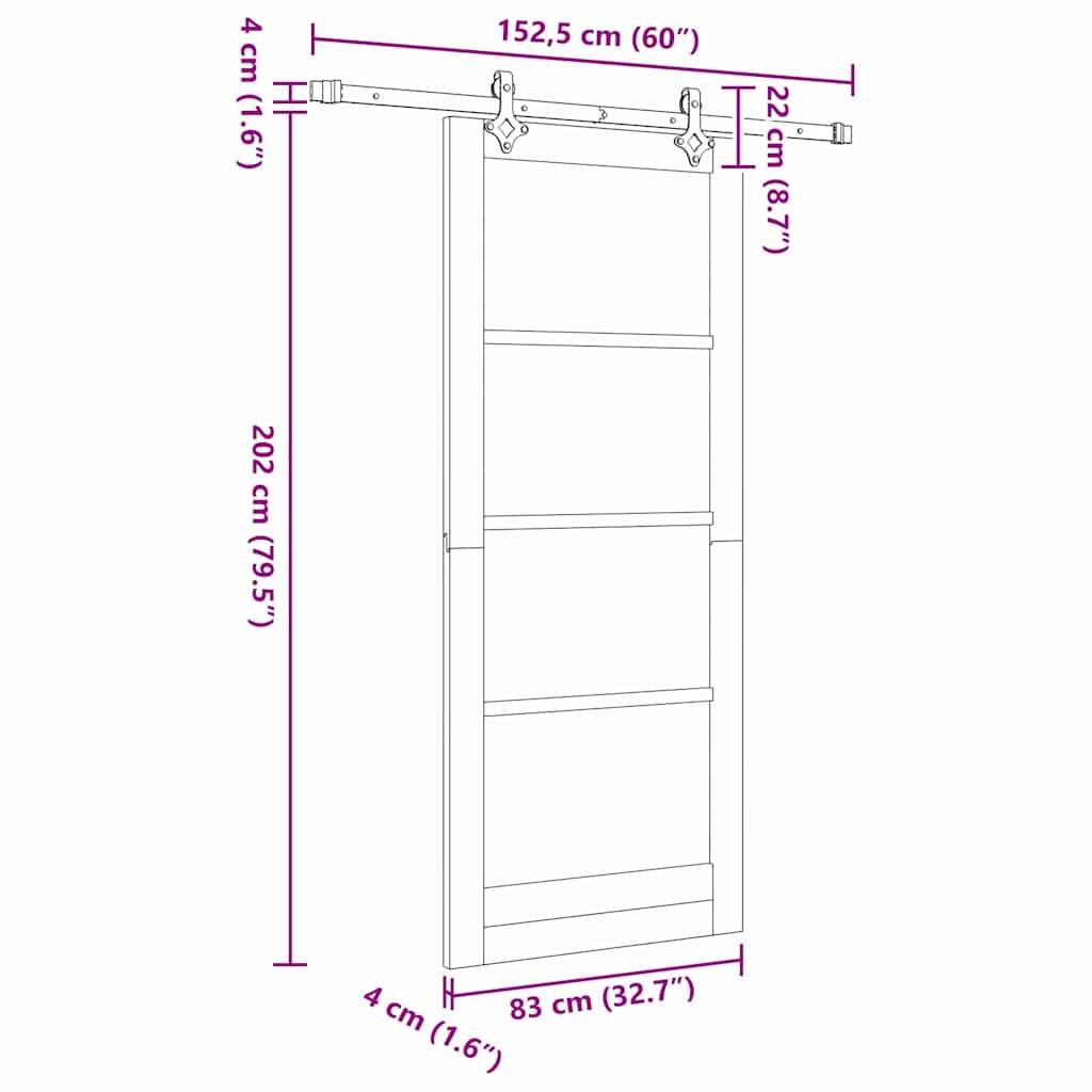 Sliding Door Set Other ORKDAL natural and black 32.7 x 79.5 in