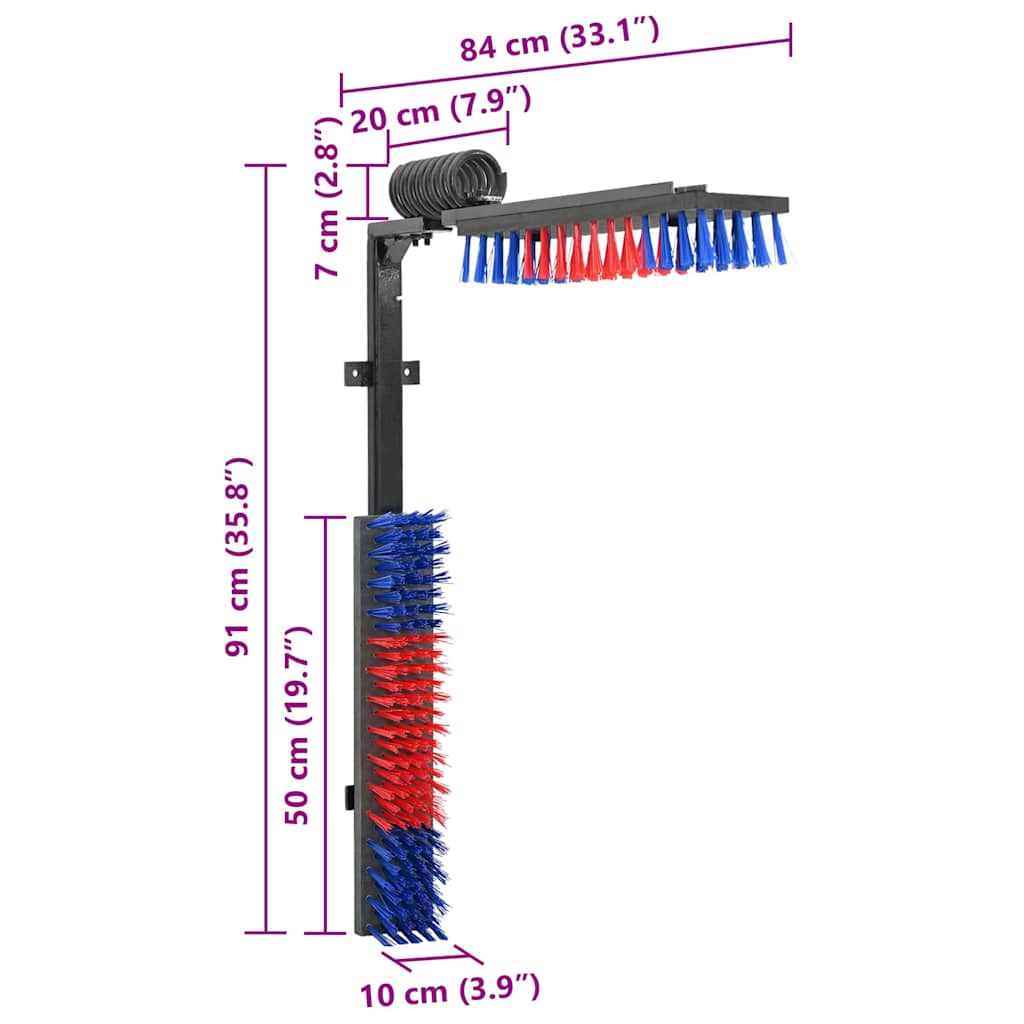 Cattle Brushes Red and Blue 84 x 10 x 91 cm Plastic and Steel