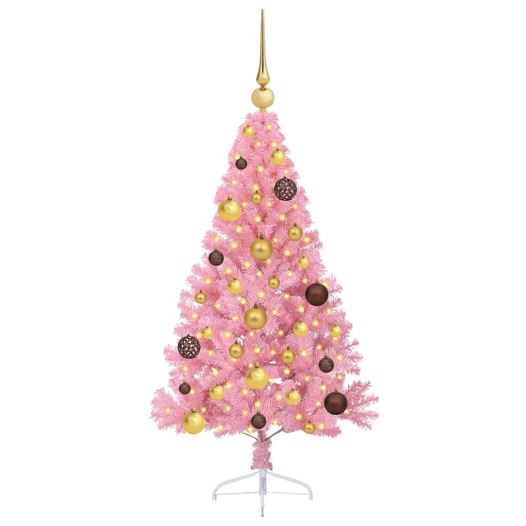 Artificial Pre-lit Christmas Tree with 15 LEDs Pink 47.2" PVC