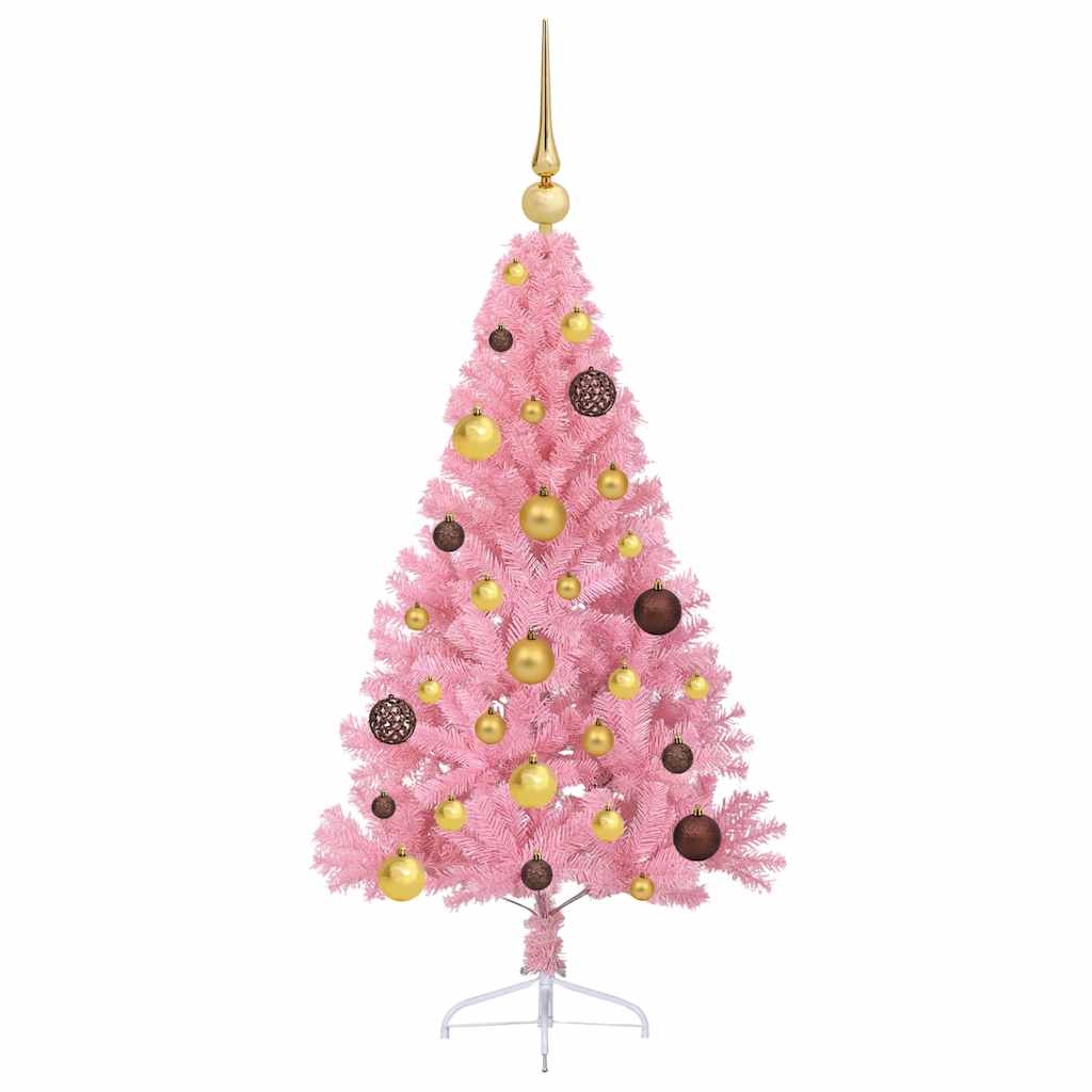 Artificial Pre-lit Christmas Tree with 15 LEDs Pink 47.2" PVC