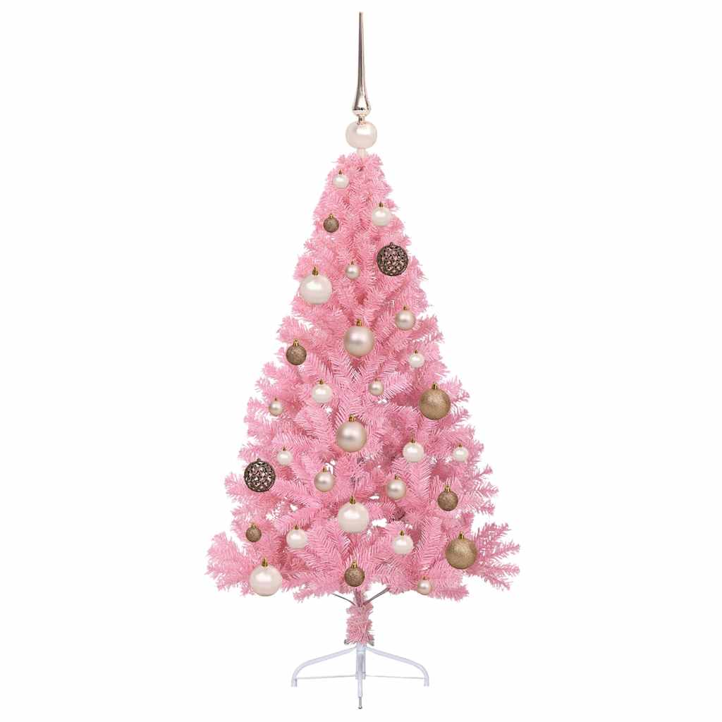 Artificial Pre-lit Christmas Tree with 150 LEDs Pink 47.2" PVC