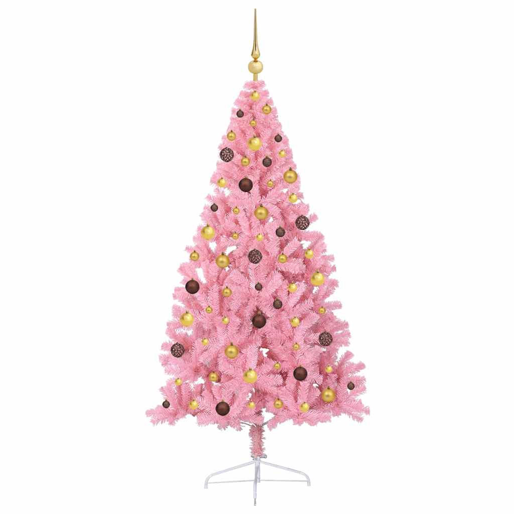 Artificial Pre-lit Christmas Tree with 300 LEDs Pink 82.7" PVC