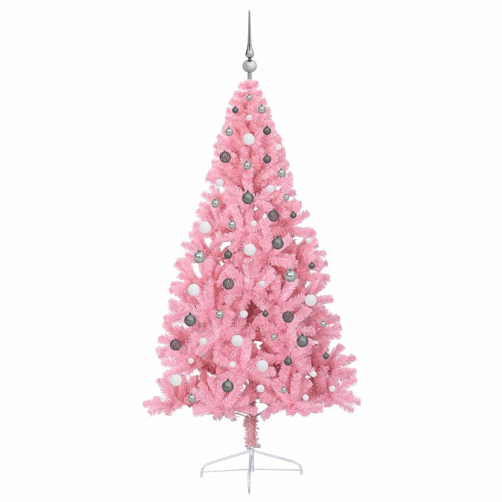 Artificial Pre-lit Christmas Tree with 300 LEDs Pink 82.7" PVC