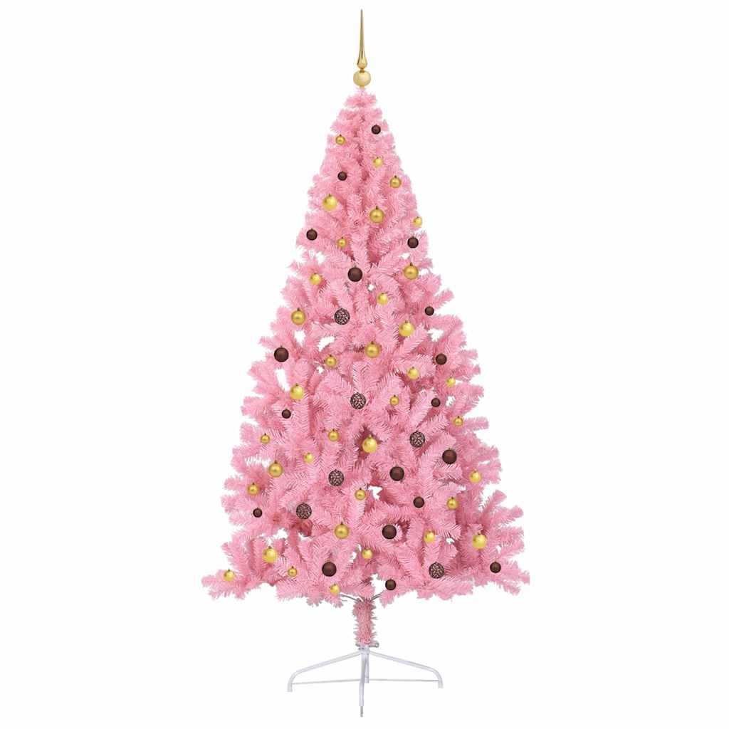 Artificial Pre-lit Christmas Tree with 300 LEDs Pink 94.5" PVC
