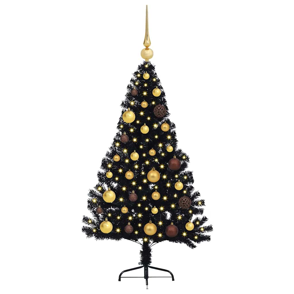 Artificial Pre-lit Christmas Tree with 150 LEDs Black 47.2" PVC