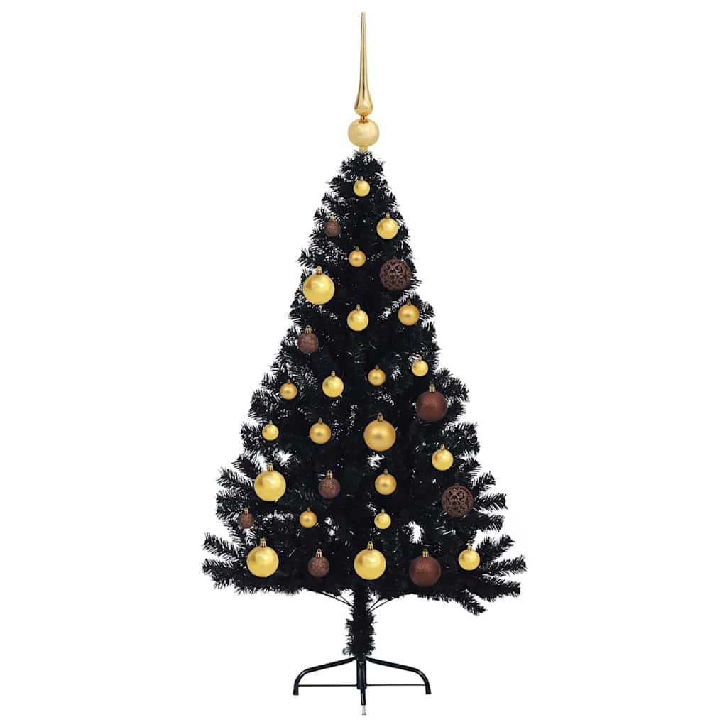 Artificial Pre-lit Christmas Tree with 150 LEDs Black 47.2" PVC
