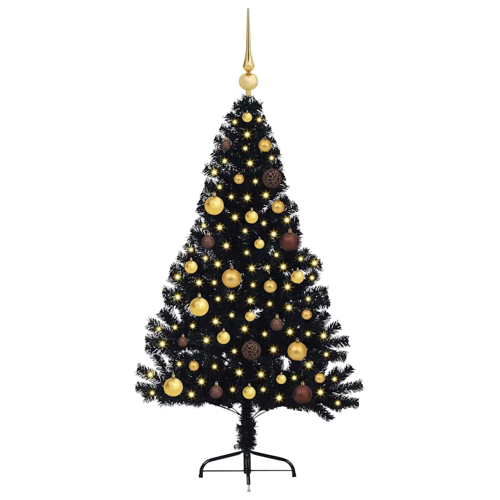 Artificial Pre-lit Christmas Tree with 150 LEDs Black 59.1" PVC