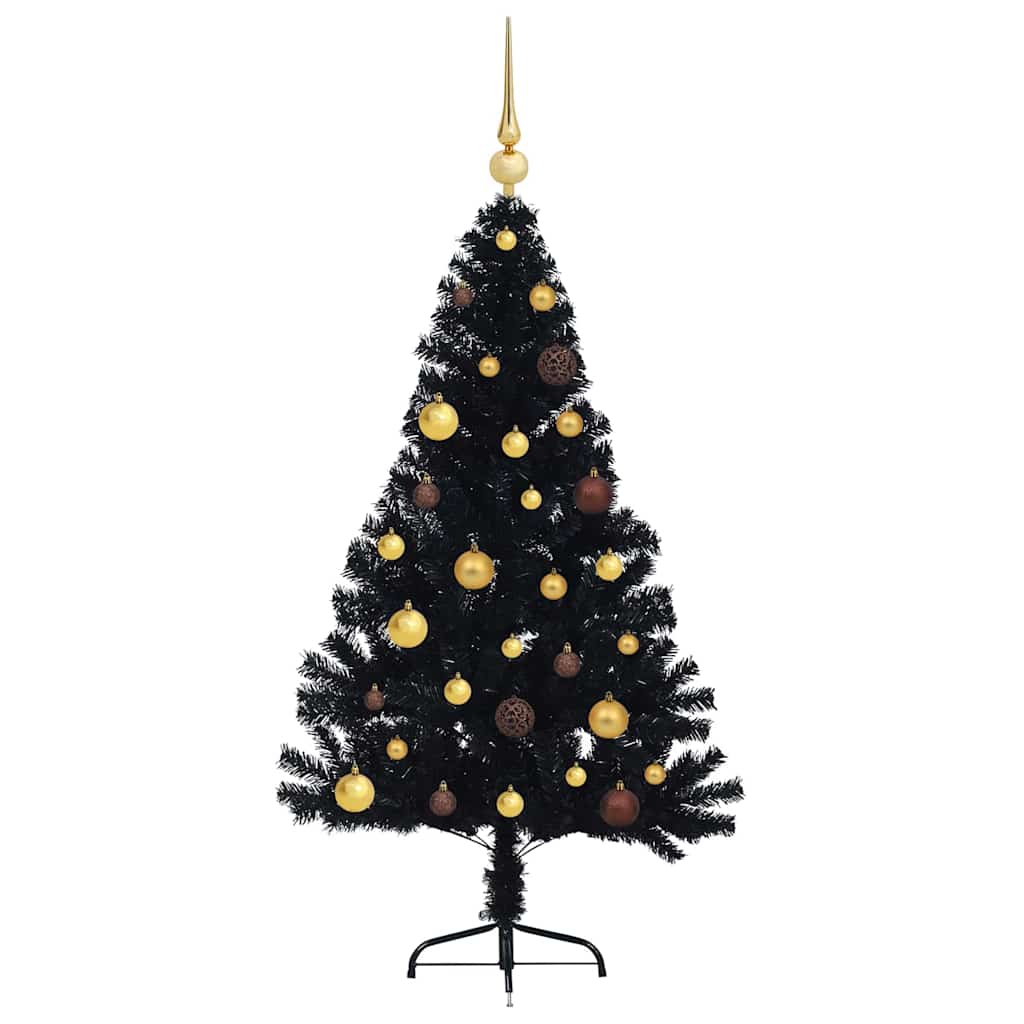 Artificial Pre-lit Christmas Tree with 150 LEDs Black 59.1" PVC