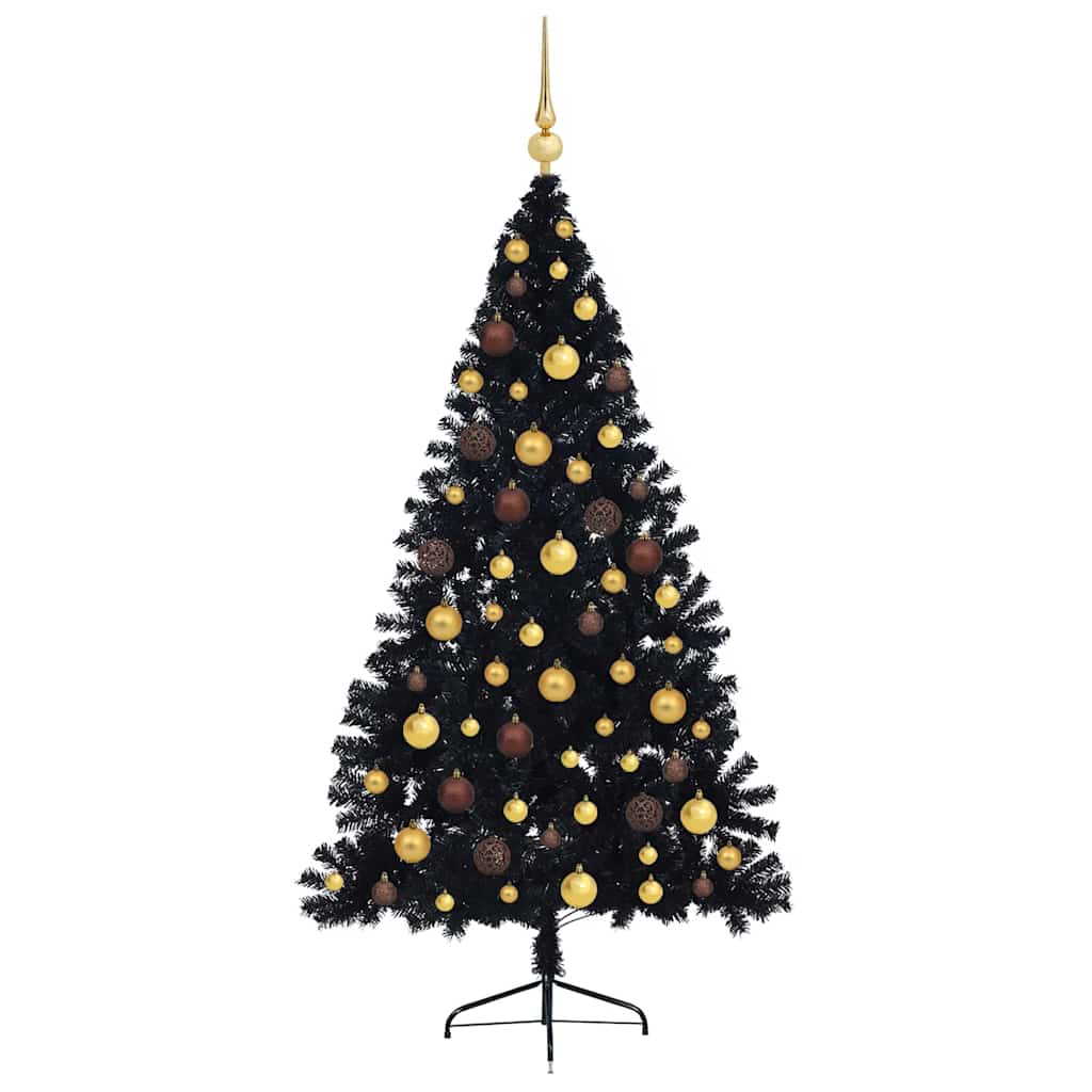 Artificial Pre-lit Christmas Tree with 300 LEDs Black 70.9" PVC