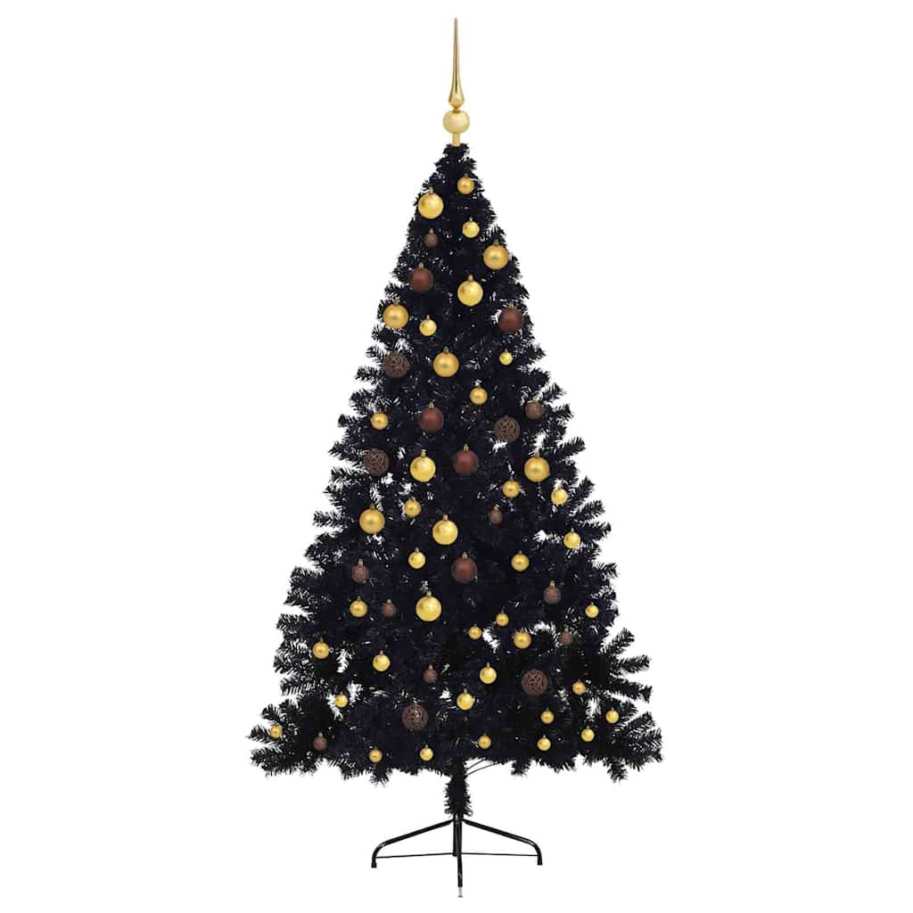 Artificial Pre-lit Christmas Tree with 300 LEDs Black 82.7" PVC