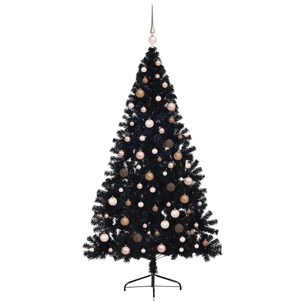 Artificial Pre-lit Christmas Tree with 300 LEDs Black 82.7" PVC