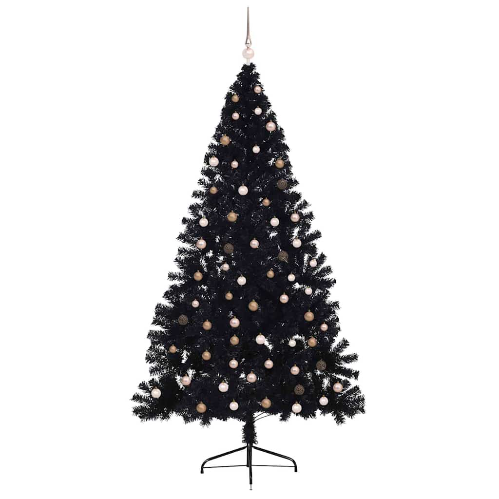 Artificial Pre-lit Christmas Tree with 300 LEDs Black 94.5" PVC