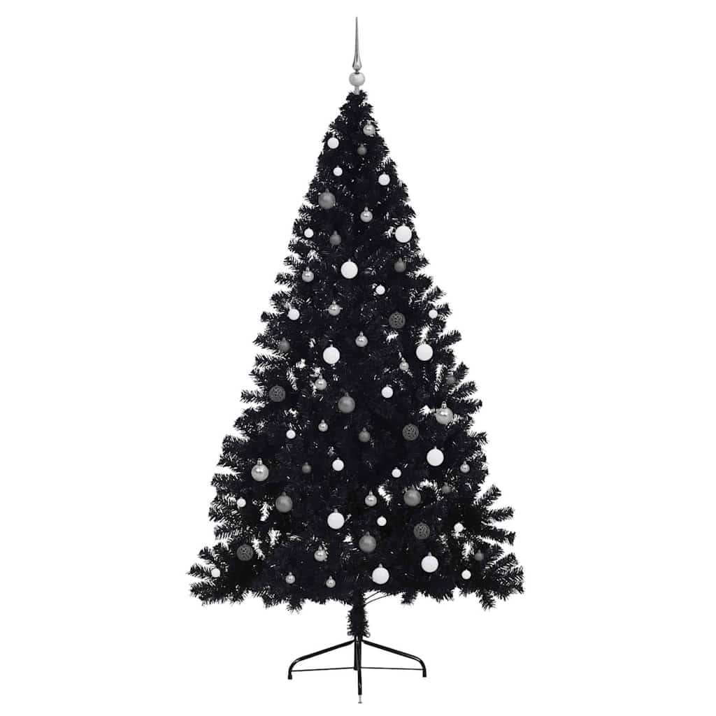 Artificial Pre-lit Christmas Tree with 300 LEDs Black 94.5" PVC