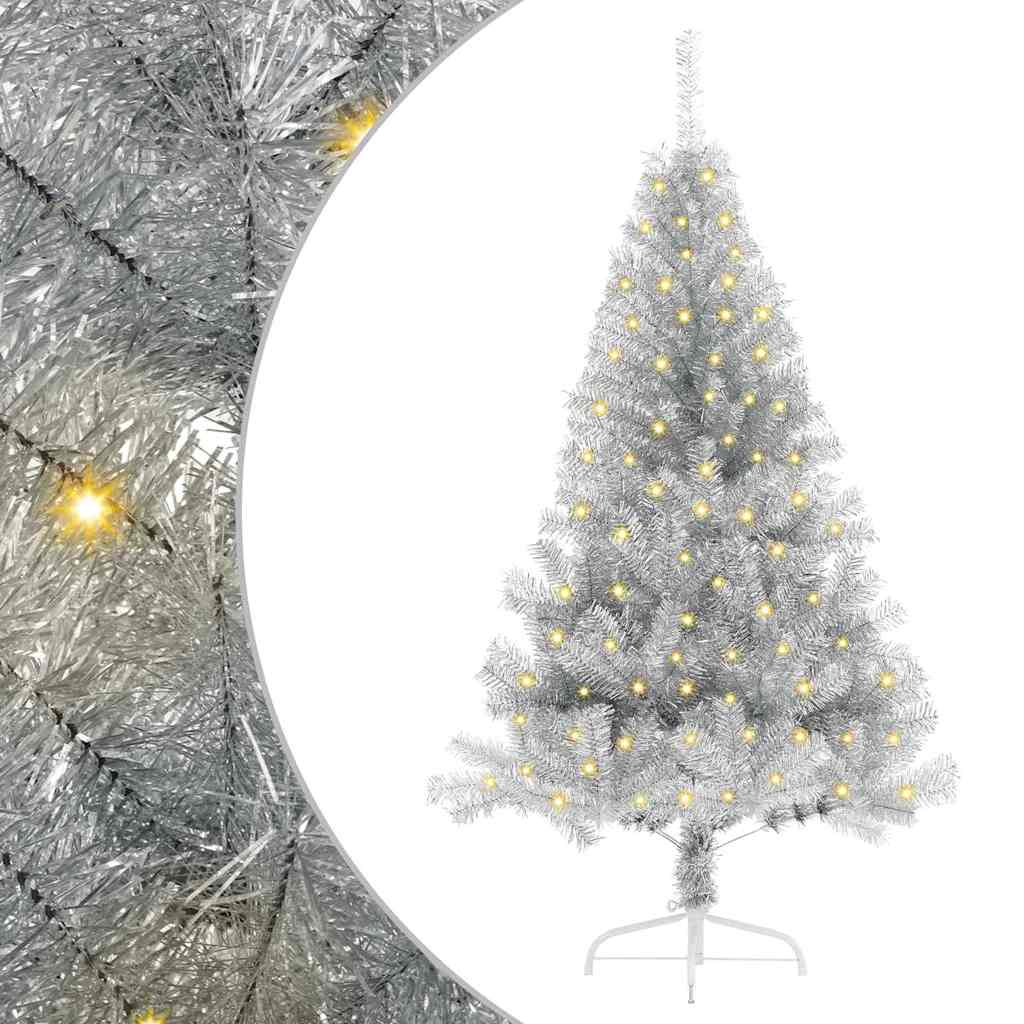 Artificial Pre-lit Christmas Tree Silver 47.2" PET