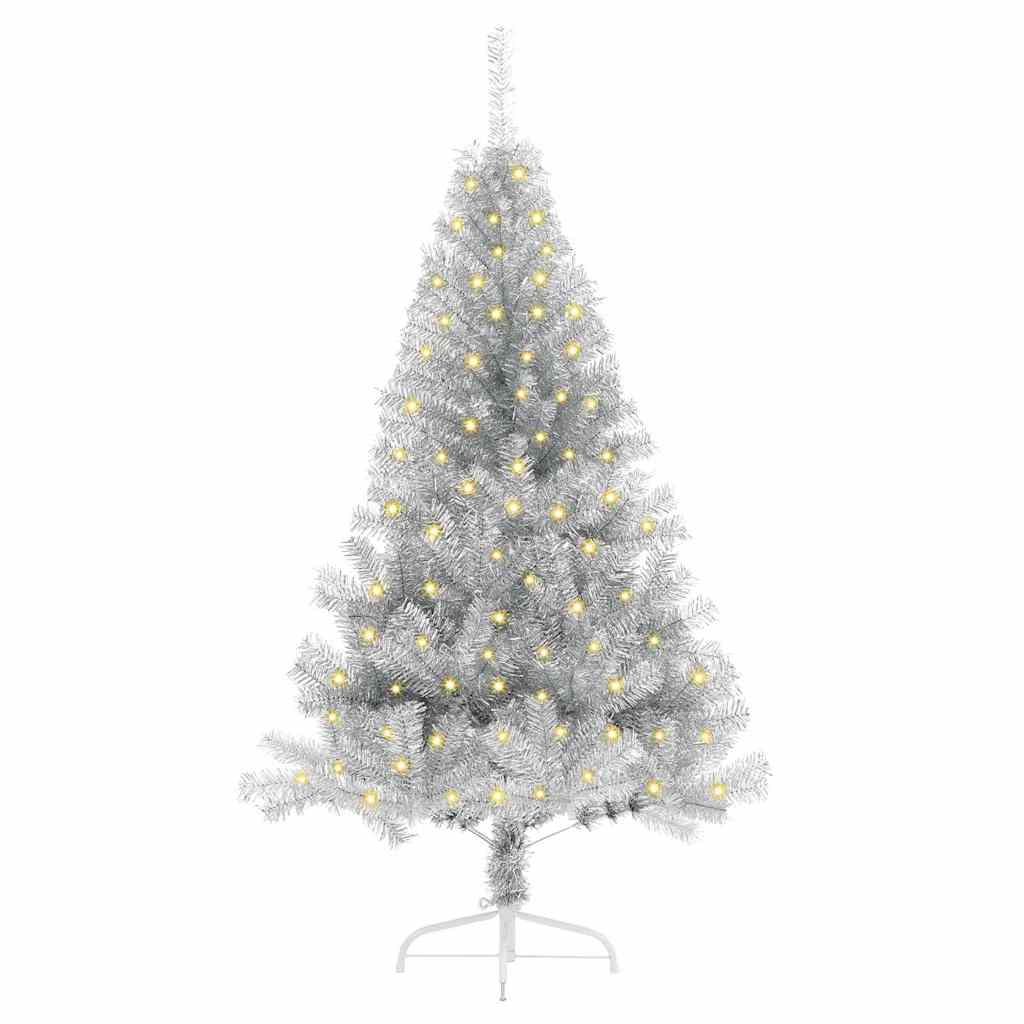 Artificial Pre-lit Christmas Tree Silver 47.2" PET