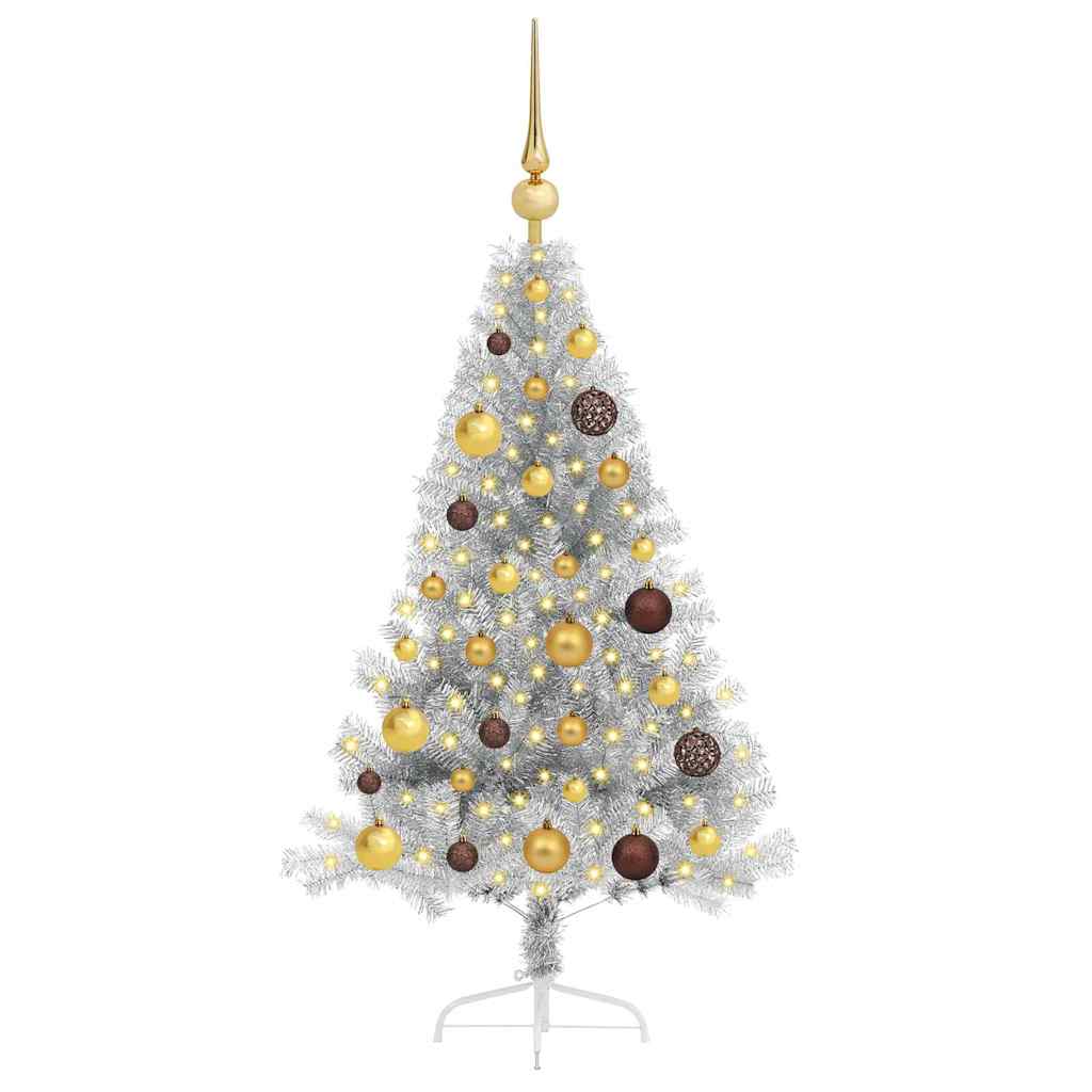 Artificial Pre-lit Christmas Tree Silver 47.2" PET