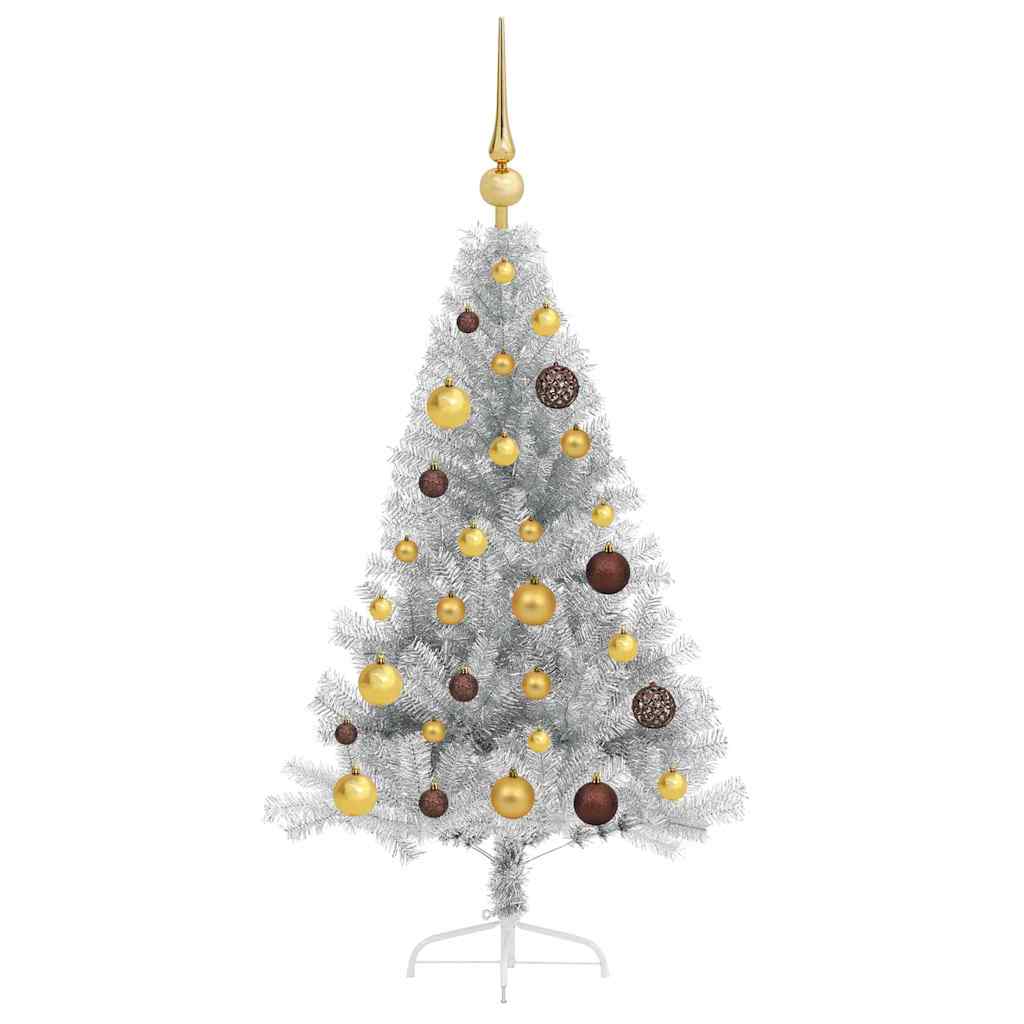Artificial Pre-lit Christmas Tree Silver 47.2" PET