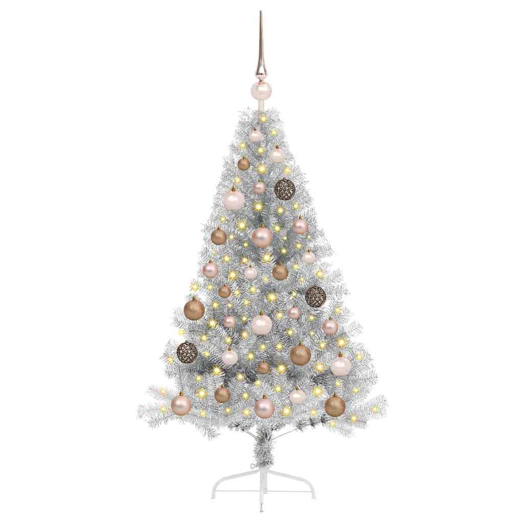 Artificial Pre-lit Christmas Tree Silver 47.2" PET
