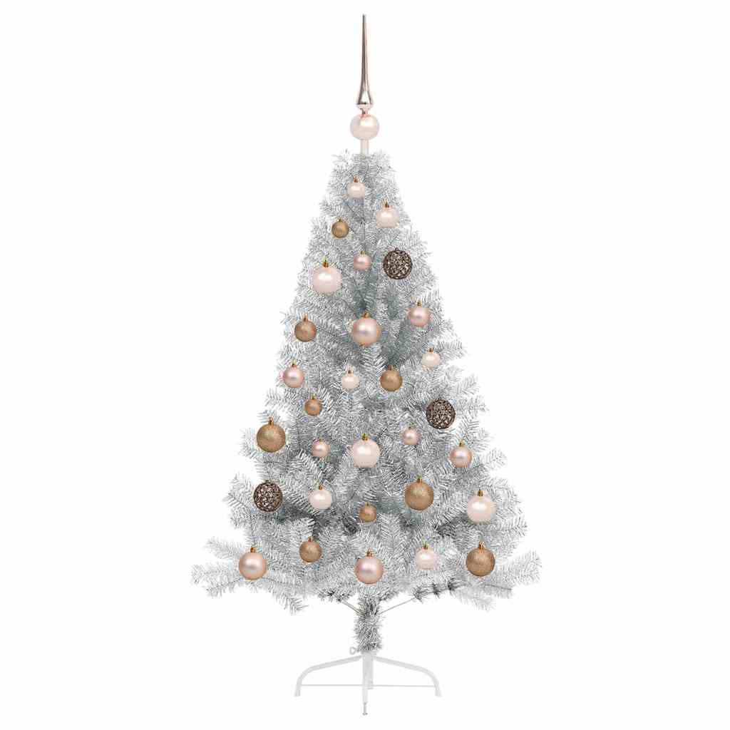Artificial Pre-lit Christmas Tree Silver 47.2" PET