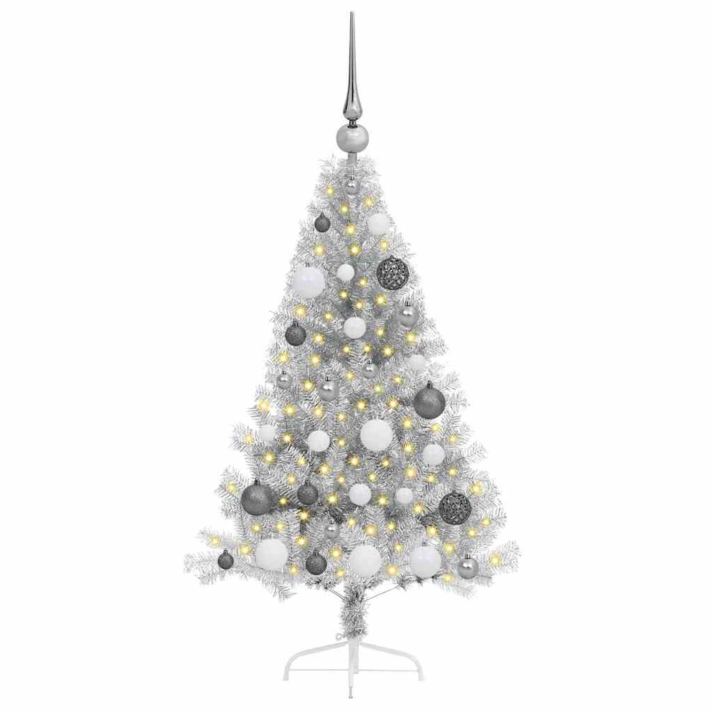 Artificial Pre-lit Christmas Tree Silver 47.2" PET