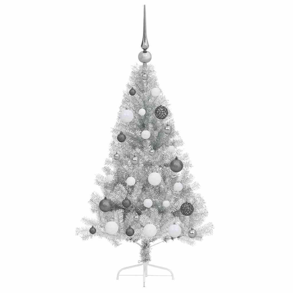 Artificial Pre-lit Christmas Tree Silver 47.2" PET