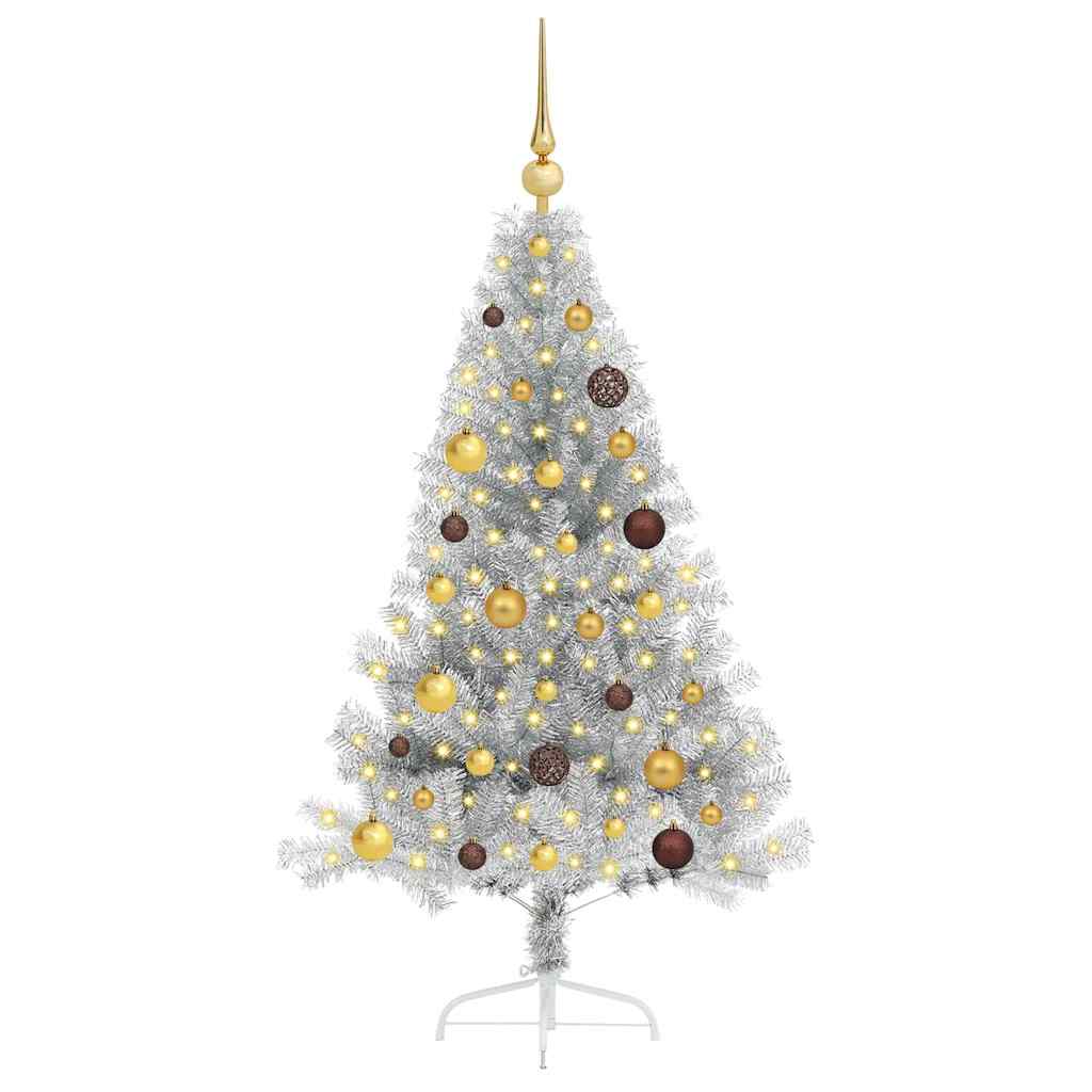 Artificial Pre-lit Christmas Tree Silver 59.1" PET