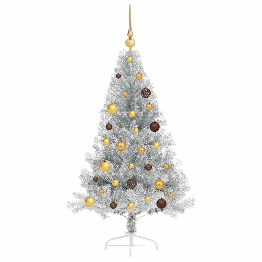 Artificial Pre-lit Christmas Tree Silver 59.1" PET