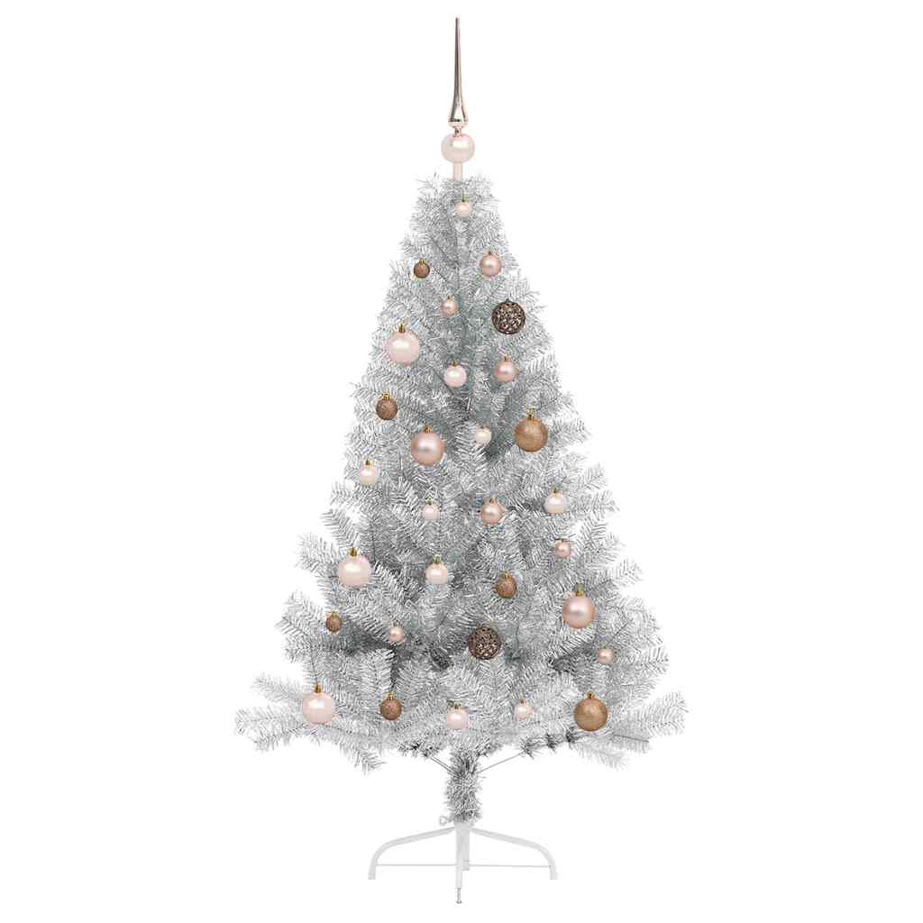 Artificial Pre-lit Christmas Tree Silver 59.1" PET