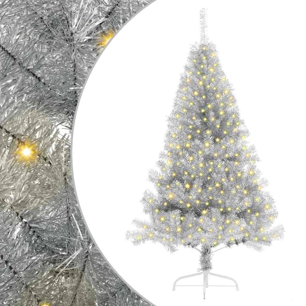 Artificial Pre-lit Christmas Tree Silver 70.9" PET