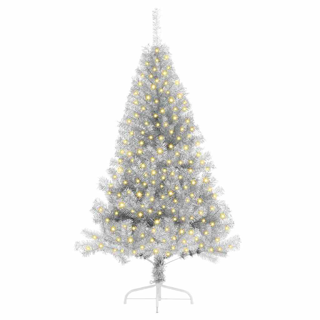 Artificial Pre-lit Christmas Tree Silver 70.9" PET