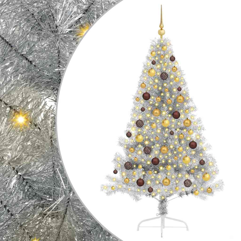 Artificial Pre-lit Christmas Tree Silver 70.9" PET