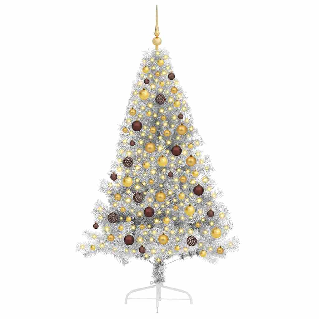 Artificial Pre-lit Christmas Tree Silver 70.9" PET