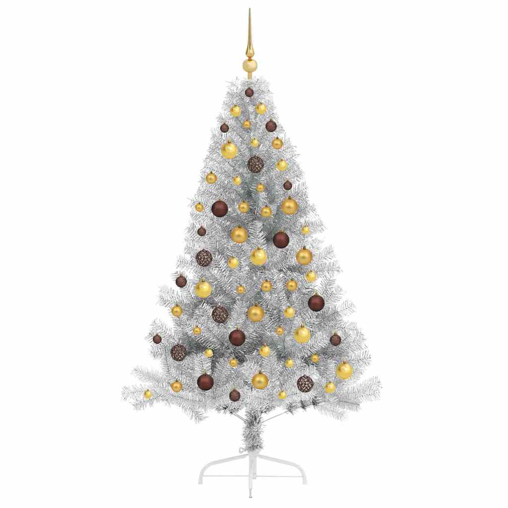 Artificial Pre-lit Christmas Tree Silver 70.9" PET