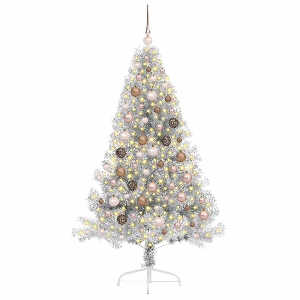 Artificial Pre-lit Christmas Tree Silver 70.9" PET