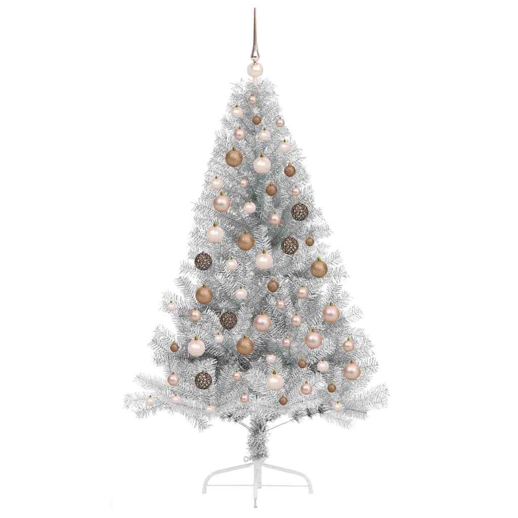 Artificial Pre-lit Christmas Tree Silver 70.9" PET