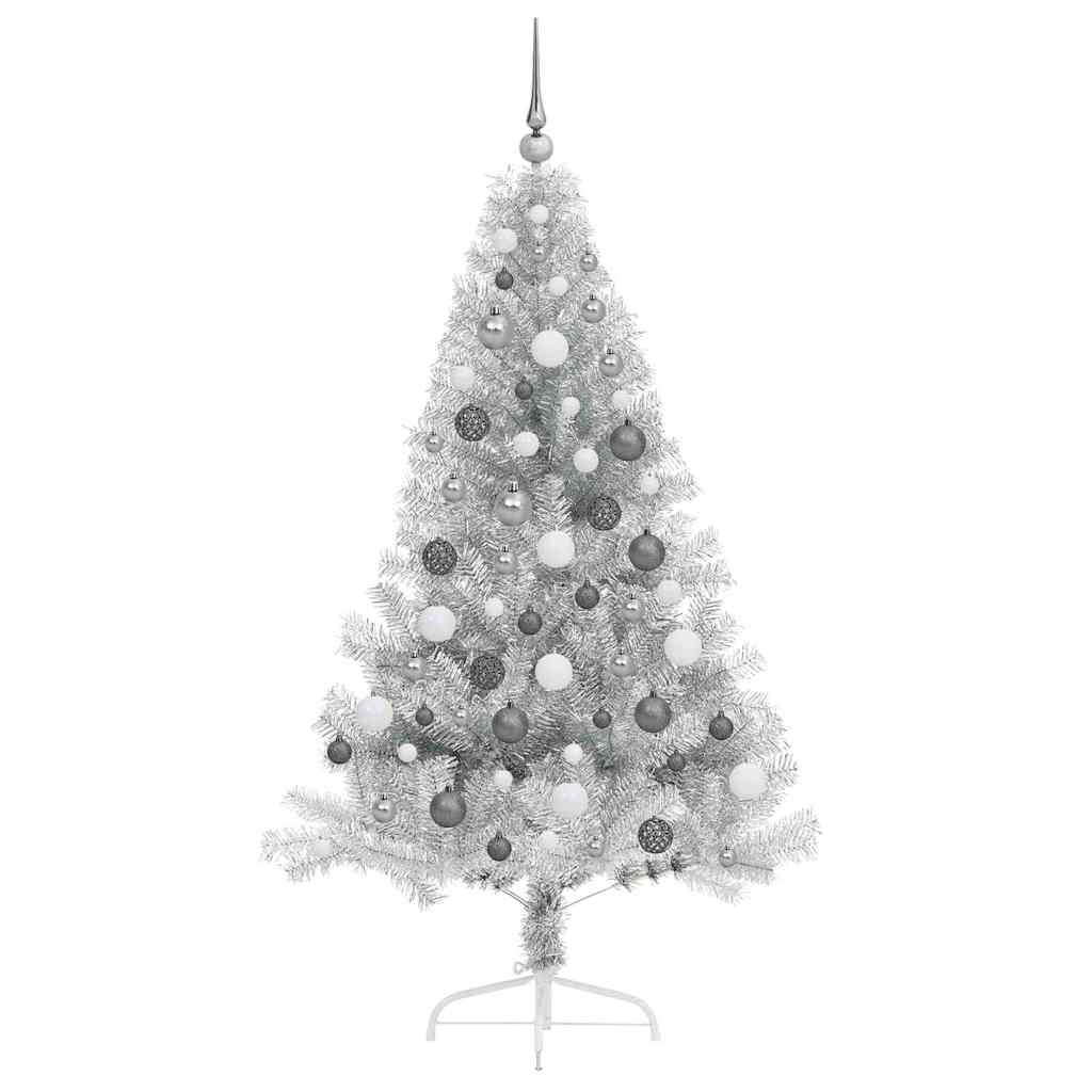 Artificial Pre-lit Christmas Tree Silver 70.9" PET
